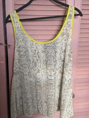 Snake-Print Reptile Pet Tank Top with Lime Trim